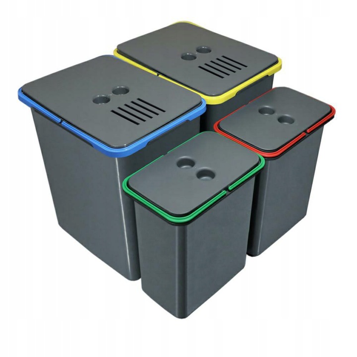 Zestaw koszy do segregacji śmieci 2x20L 2x8L do szafek min 50cm Merill