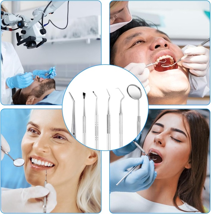 ZESTAW NARZĘDZI STOMATOLOGICZNYCH DENTYSTYCZNY LUSTERKO ZGŁĘBNIK 6szt