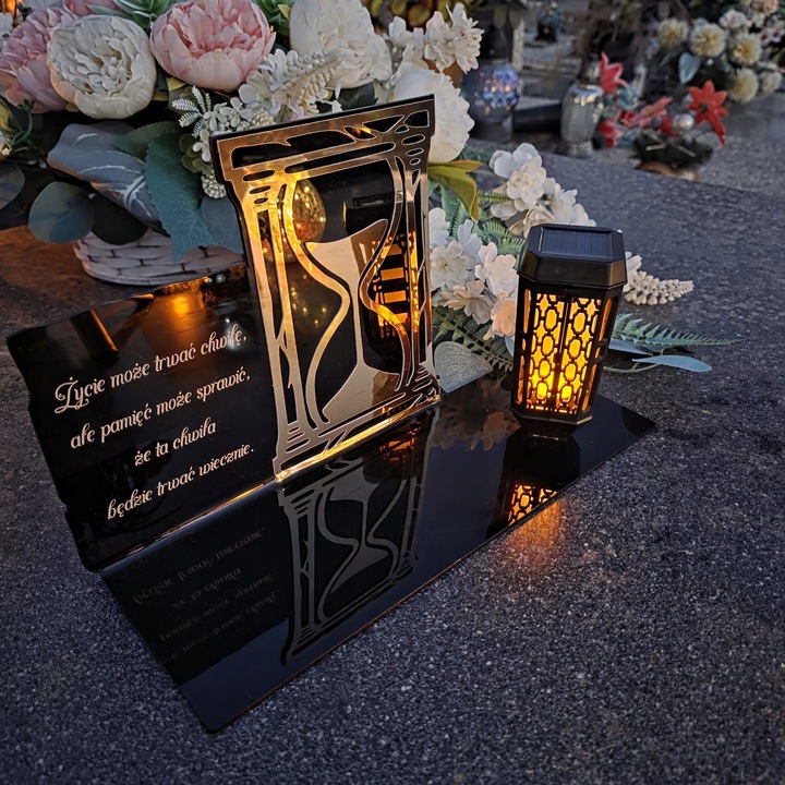 SOLARNY ZNICZ Led Statuetka NA CMENTARZ GRÓB DUŻA Lampka Led z Grawerem