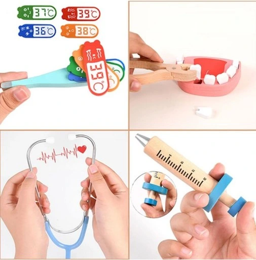 DUŻY DREWNIANY ZESTAW LEKARSKI DOKTOR LEKARZ