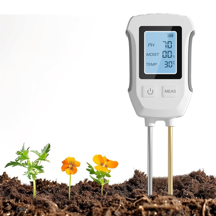 Miernik pH gleby 3w1 tester wilgotności ziemi i podłoża dokładny