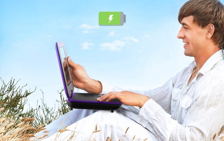 PRZENOŚNY SAMOCHODOWY ODTWARZACZ DVD 9'' LCD FIOLETOWY na 2000mAh Baterią