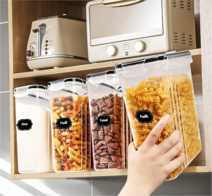 POJEMNIKI 4szt x 4L NA ŻYWNOŚĆ ZAMYKANE PLASTIKOWY NA PŁATKI MAKARON