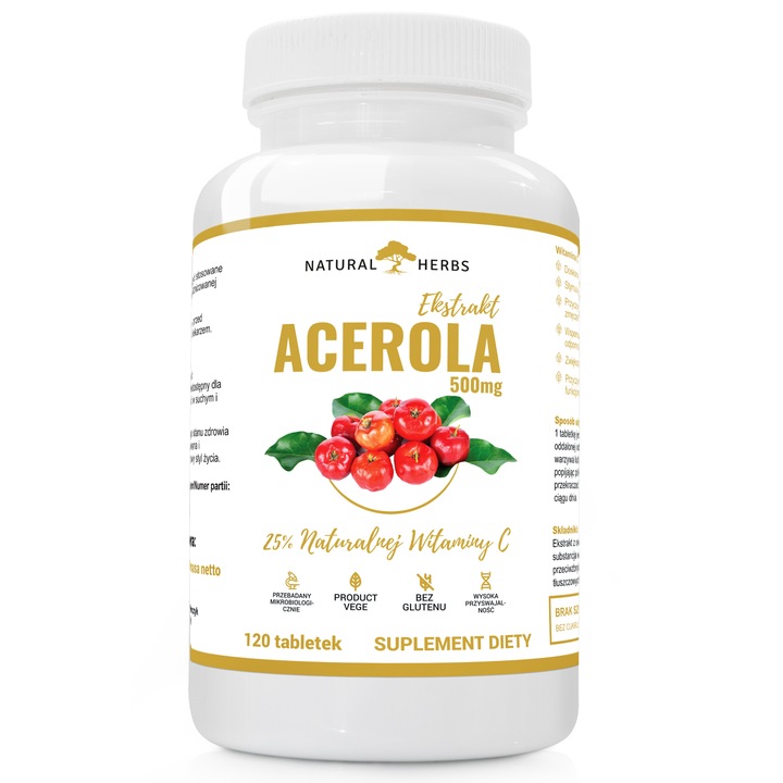 EKSTRAKT ACEROLA 500mg Naturalna Witamina C 120tab