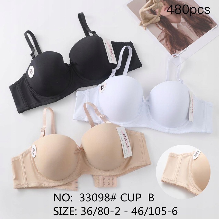 Biustonosz bardotka stanik gładki usztywniany lekki push up 80B