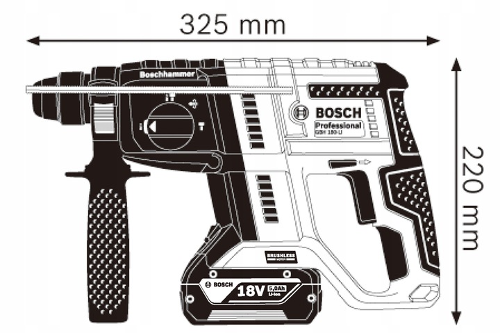 Młot udarowy SDS Plus 18V akumulatorowe 850W Bosch 2J GBH 180