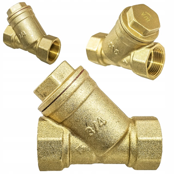 FILTR SKOŚNY MOSIĘŻNY SIATKOWY DO WODY 3/4" DN15 SOLIDNY MOCNY TMAX = 120°C