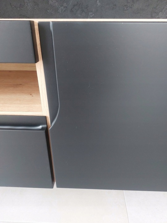 Szafka RTV czarna mat+dąb Artisan Wisząca i stojąca Odyn