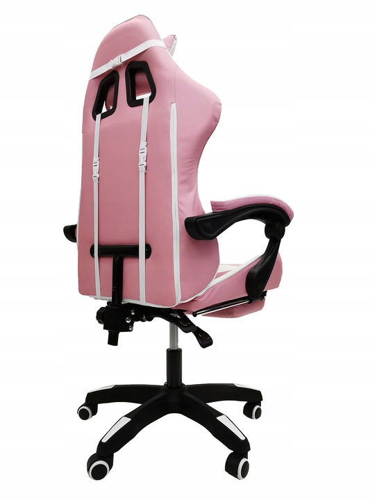 FOTEL GAMINGOWY GRACZA BIUROWY KOMPUTEROWY MASAŻ PODNÓŻEK KG104 RÓŻOWY