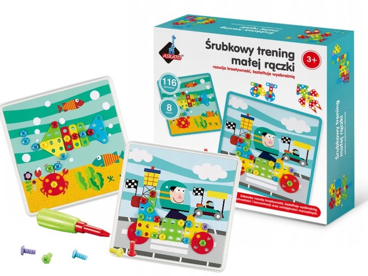 GRA UKŁADANKA MOTORYCZNA ŚRUBKOWY TRENING MAŁEJ RĄCZKI ASKATO