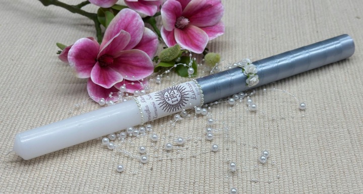 ŚWIECA KOMUNIJNA NA KOMUNIĘ DO KOMUNII IMIĘ DATA