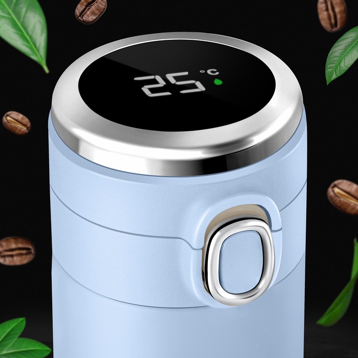 Kubek Termiczny Termos z Ustnikiem Smart LED 400ml na Kawę do Auta +