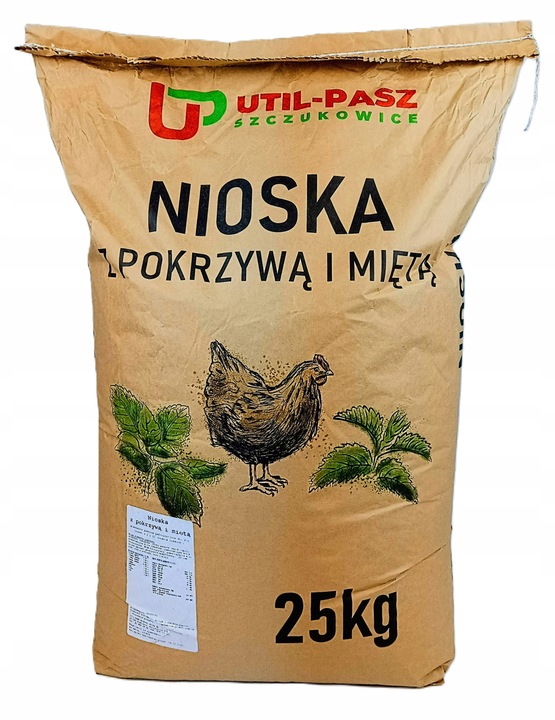 PASZA DLA KUR NIOSEK 25KG KARMA DLA KUR NIOSEK WITAMINY Z POKRZYWĄ I MIĘTĄ