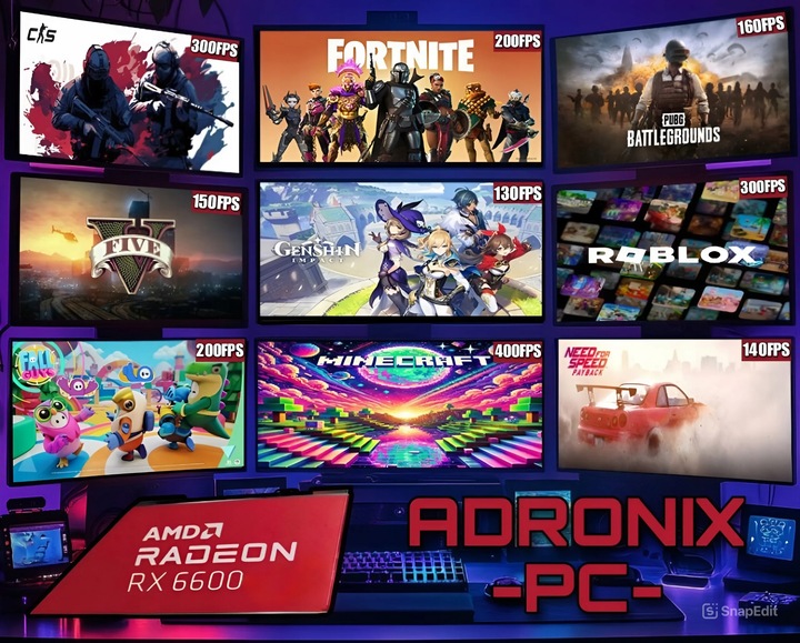 ZESTAW KOMPUTEROWY GAMINGOWY 27"100Hz Ryzen 5 3600 64GB DDR4 RX 6600 8GB