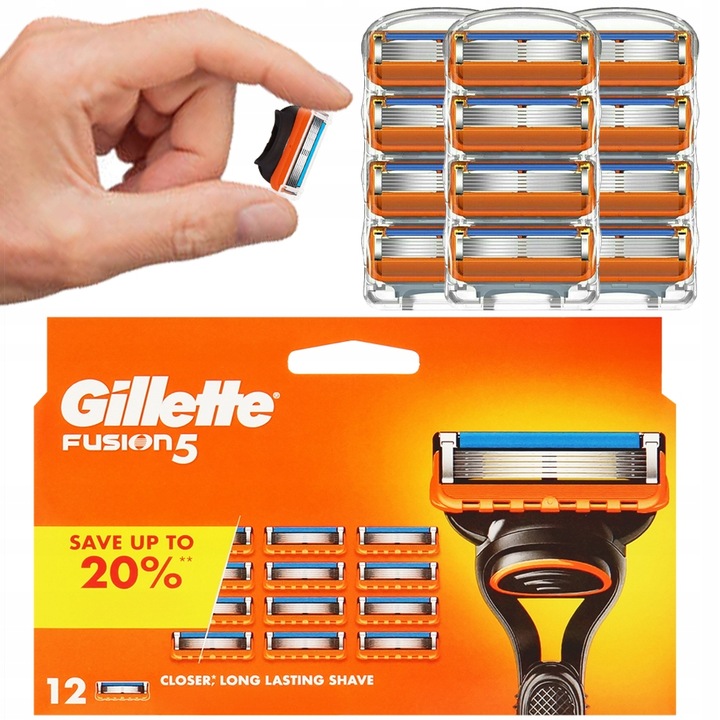 ORYGINALNE WKŁADY NOŻYKI OSTRZA WYMIENNE DO MASZYNKI GILLETTE FUSION 5 x12