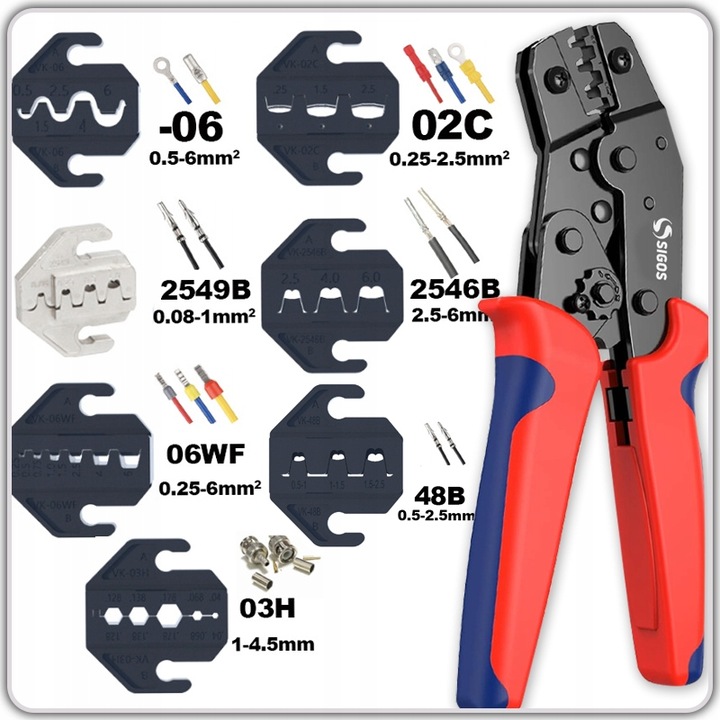 Zaciskarka ręczna + 7 matryc do konektorów izolowanych i