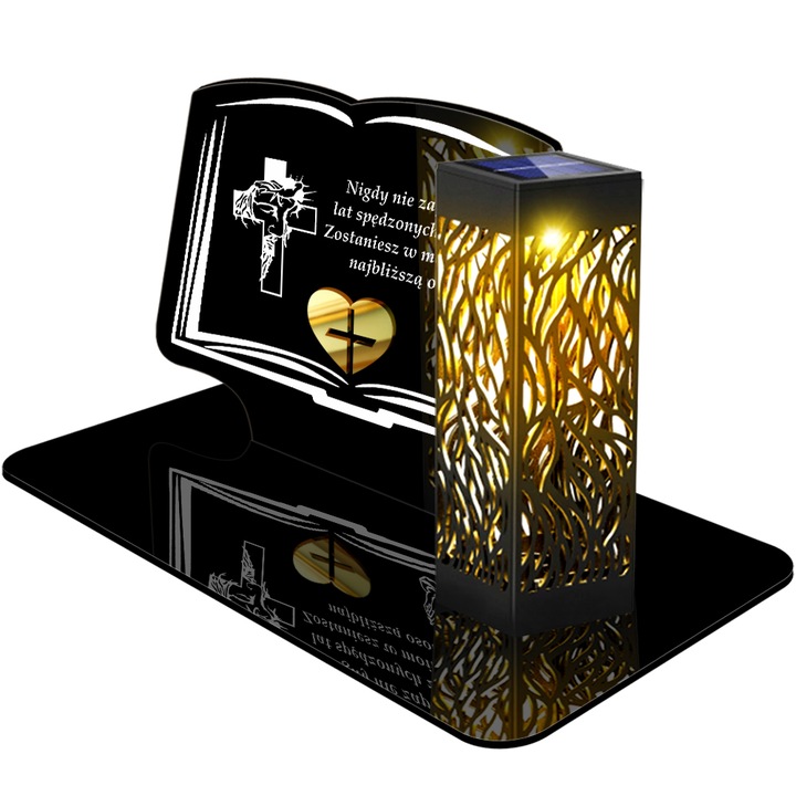 ZNICZ SOLARNY LED WIECZNY DLA TATY NA CMENTARZ GRÓB lampka Księga 3D