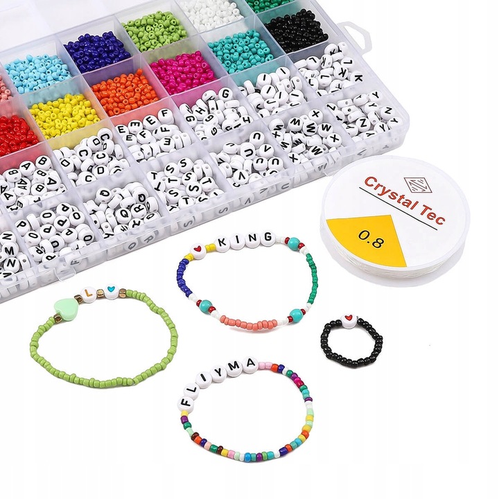 Zestaw do Robienia Tworzenia Bransoletek Koraliki Literki Akcesoria 4200 el