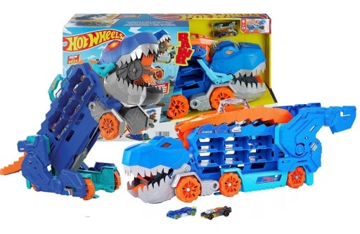 HOT WHEELS T-REX MEGA TRANSPORTER TORY WYŚCIGOWE