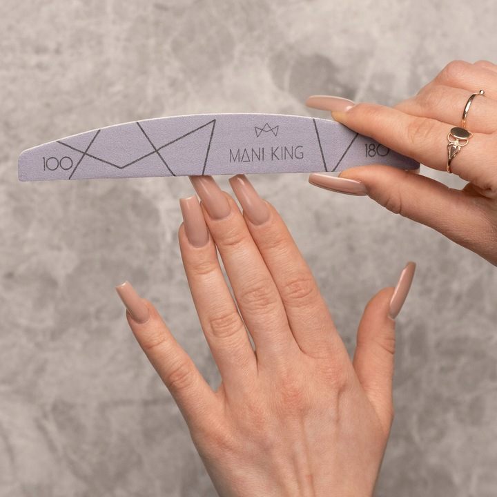 Pilnik do Paznokci 100 180 Półksiężyc Łódka Dwustronny Mani King 100szt