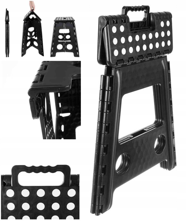 STOŁEK SKŁADANY CZARNO-BIAŁY 39CM