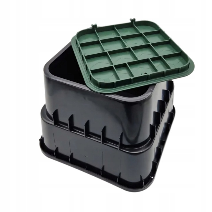 Duża Studzienka zaworowa LARGE 34x34x26,5 cm na 2 zawory HIDE zielony