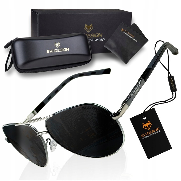 OKULARY PRZECIWSŁONECZNE męskie AVIATOR POLARYZACYJNE PILOTKI UV400 +