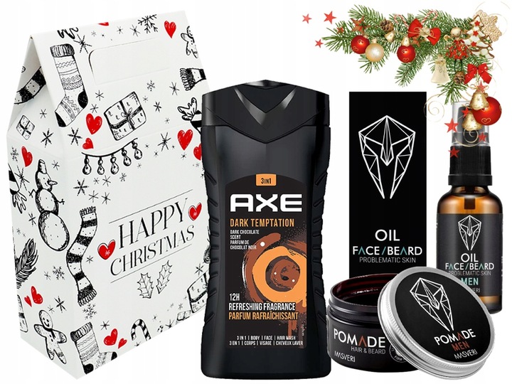 ZESTAW PREZENTOWY DLA NIEGO ŻEL POD PRYSZNIC POMADA i OLEJEK DO BRODY