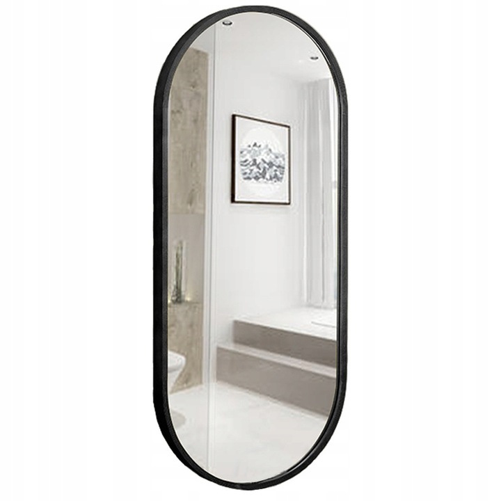 DUŻE LUSTRO OWALNE Industrialne ŁAZIENKOWE SALON SYPIALNIA CZARNE