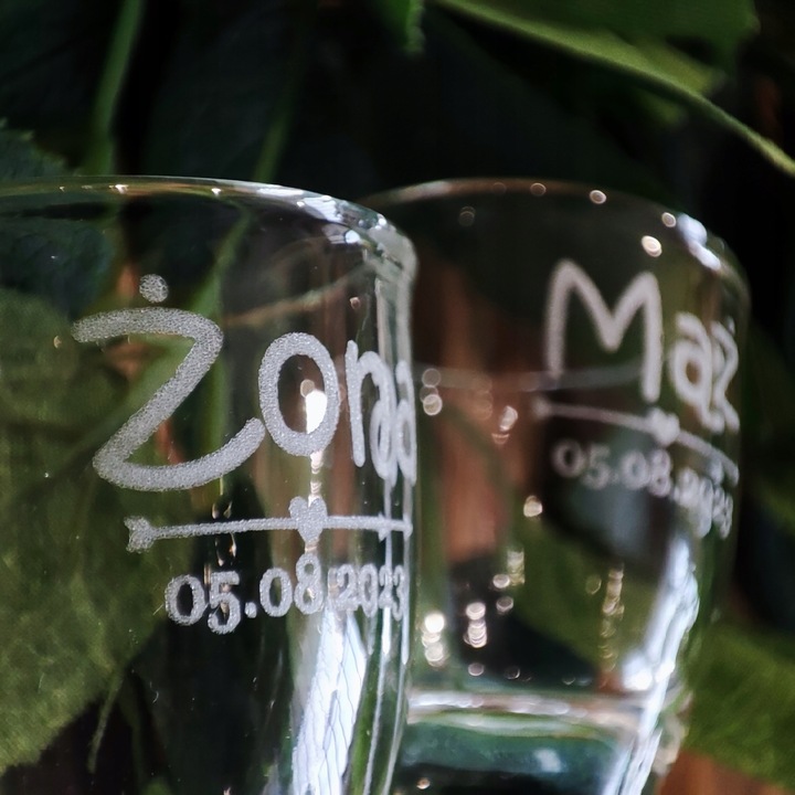 OSZUKANE KIELISZKI do wódki Z GRAWEREM na stopce 15 ml MĄŻ ŻONA ślub wesele