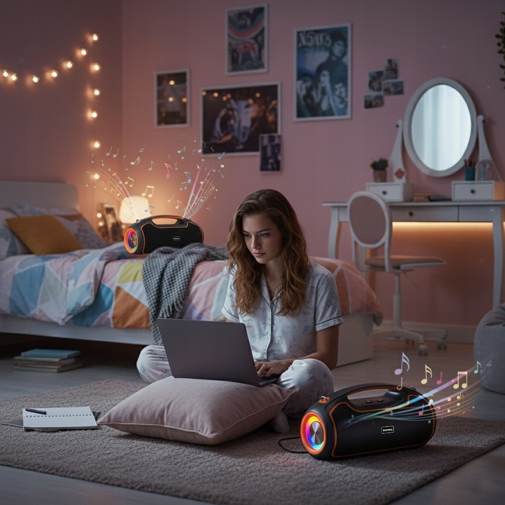 Głośnik Bezprzewodowy TONSIL BEAT 120W LED TWS Bluetooth AUX USB BT