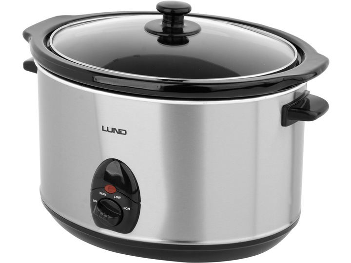 LUND WOLNOWAR GARNEK CERAMICZNY SLOW COOKER INOX LCD 320W 5,6L 3TRYBY