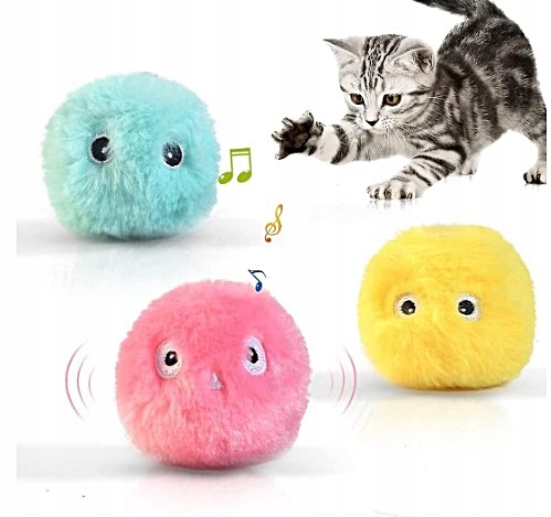 Piłka piłeczka interaktywna dla kota pluszowa różowa R17 zabawka Ćwierka