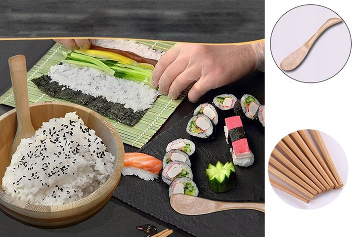 ZESTAW MASZYNKA DO ROBIENIA SUSHI Z ROLKA MATA AKCESORIA DO SUSHI BAZOOKA