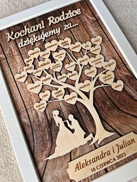 PODZIĘKOWANIE dla RODZICÓW PREZENT obraz 3D