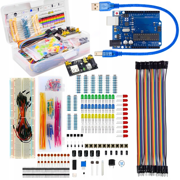 BOGATY ZESTAW ARDUINO UNO R3 STARTER KIT DO NAUKI PROGRAMOWANIA XXL + UNO