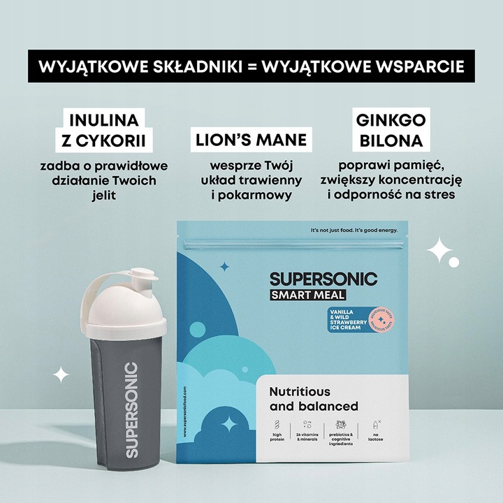 Posiłek SUPERSONIC Smart Meal WPC Zamiennik Posiłku w Proszku + KREM GRATIS