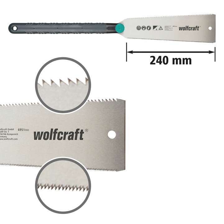 WOLFCRAFT Piła japońska do drewna listw 240mm dwustronna precyzyjna