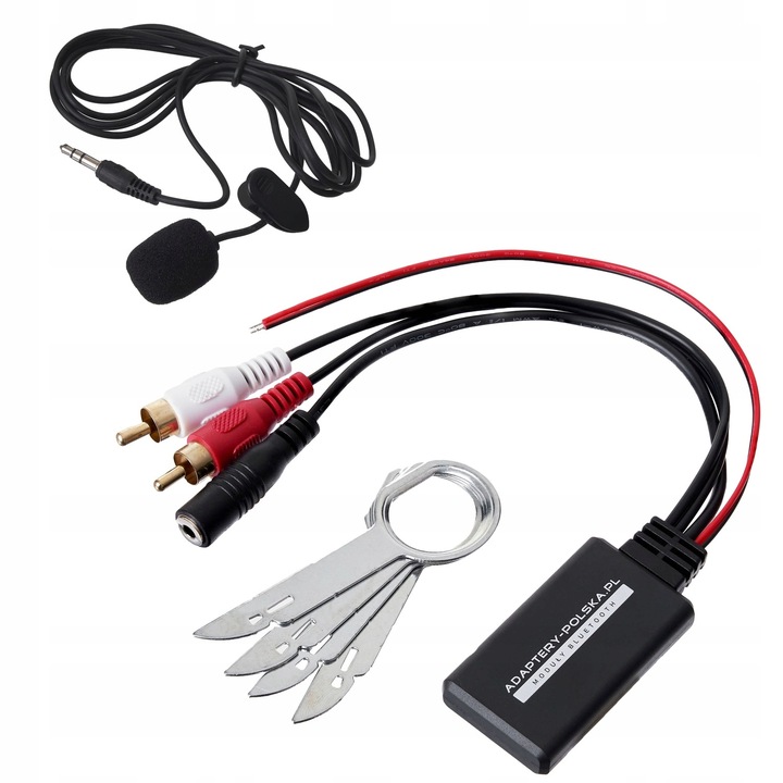 MODUŁ ADAPTER BLUETOOTH Z MIKROFONEM RCA AUX CHINCH DO RADIA UNIWERSALNY HQ