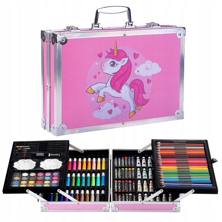 ZESTAW ARTYSTYCZNY PLASTYCZNY KREATYWNY DO MALOWANIA DLA DZIECKA WALIZKA