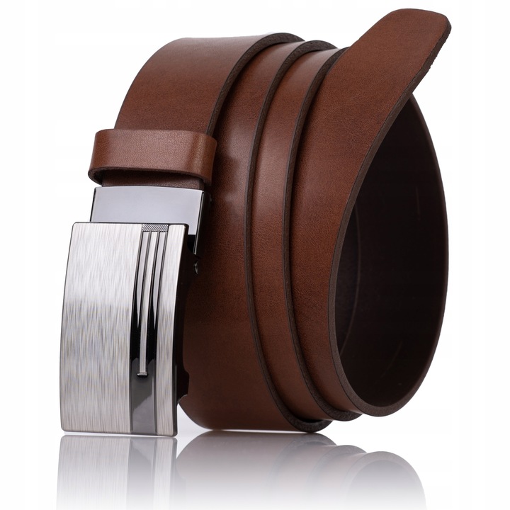 Pasek SKÓRZANY męski Klamra automat BRĄZOWY spodni