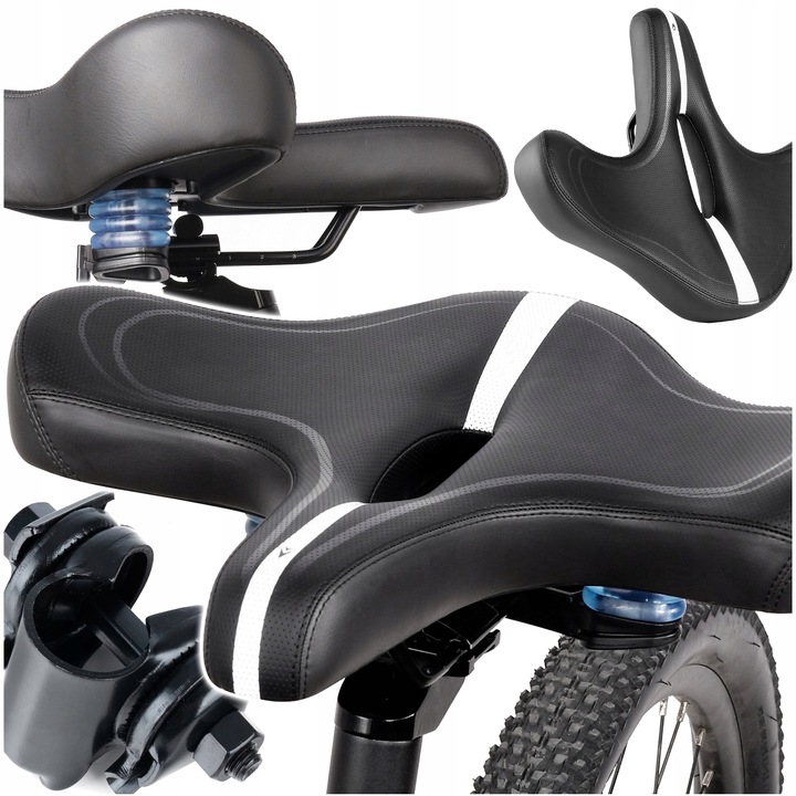 Siodełko Rowerowe Wygodne Amortyzowane Szerokie Ergonomiczne Miękka Pianka