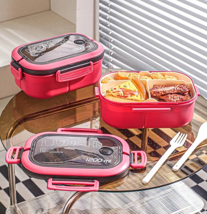 LUNCHBOX ŚNIADANÓWKA PUDEŁKO POJEMNIK NA ŚNIADANIE PRZEGRÓDKI 1200ml