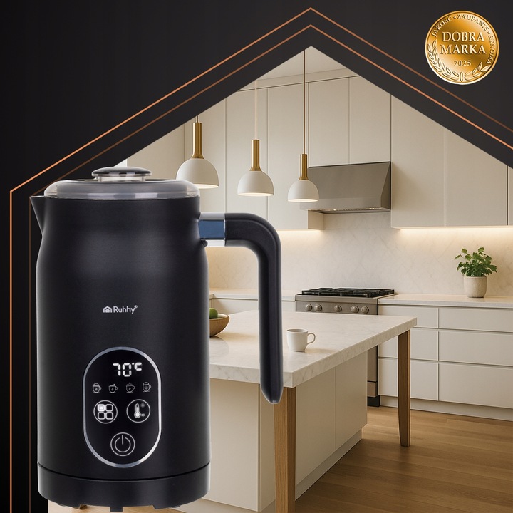 Spieniacz do Mleka Kawy Elektryczny Ruhhy 500W 4w1 Wyświetlacz LED BPA