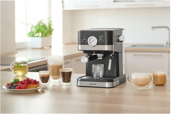 Ekspres do kawy Ciśnieniowy Kolbowy Sencor 1050W 20bar + Spieniacz
