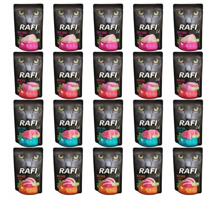 Mokra karma dla kota RAFI mix 4 smaków 40x100g