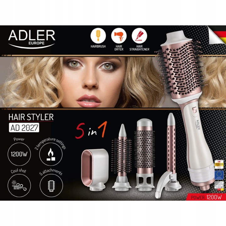 Suszarka Lokówka do włosów 5w1 Zimny nawiew Nasadki 19mm/21mm/38mm/72mm