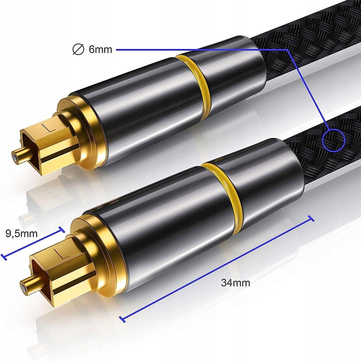 KABEL OPTYCZNY AUDIO TOSLINK PRZEWÓD CYFROWY ŚWIATŁOWÓD COAXIAL 3m