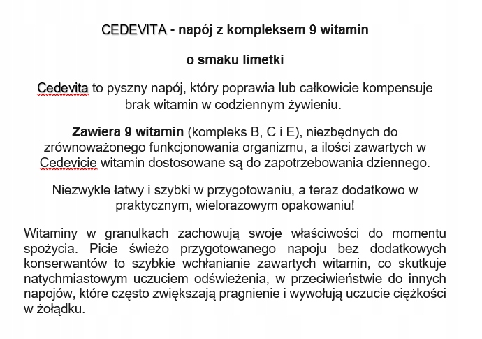 Napój witaminowy Cedevita o smaku limonki.