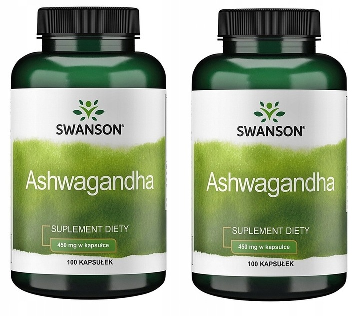 SWANSON ASHWAGANDHA 450mg Żeń-szeń PAMIĘĆ 2 op. 200 kaps STRES skóra SEN